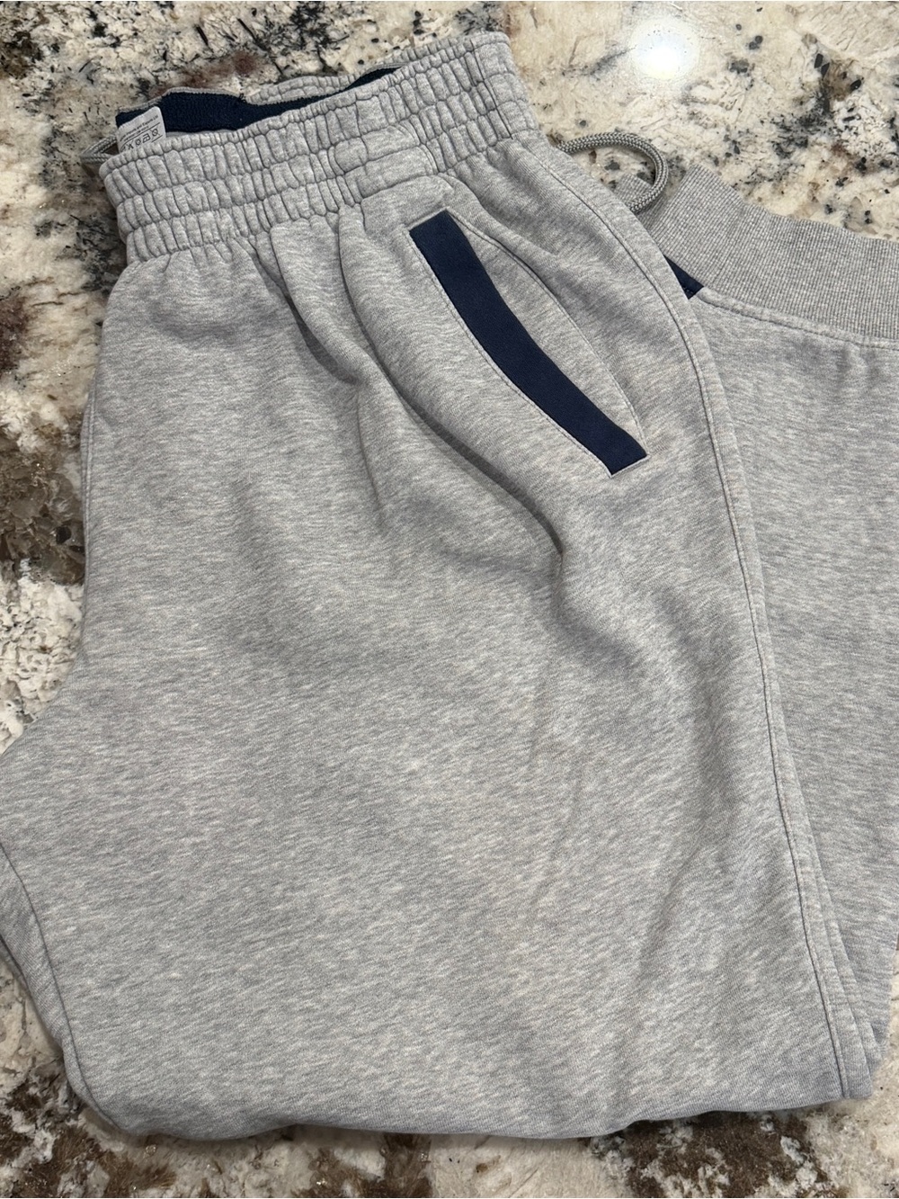 adidas Men's Gray Sweatpants with Navy Trim